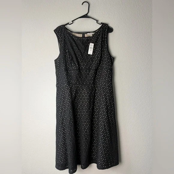 LOFT Black Sleeveless Eyelet Mini Dress - Picture 2 of 6